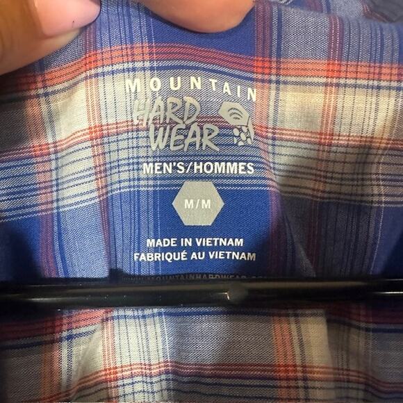 Mountain Hardwear Blue Plaid Collared Short Sleeve Button Down Shirt Men Sz M - Picture 8 of 8